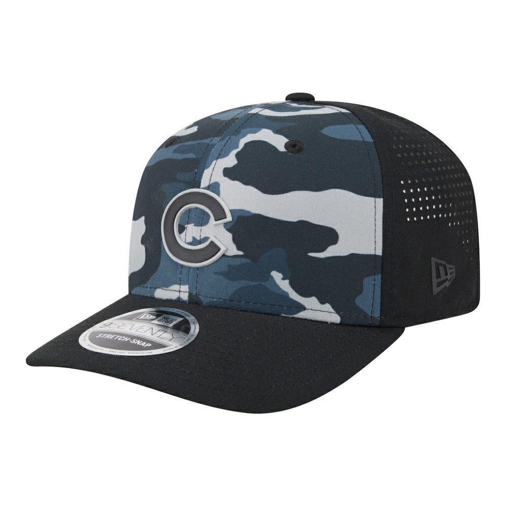 Chicago Cubs New Era Tonal Camo 9SEVENTY Stretch-Snap Hat - Black - New Era Discount