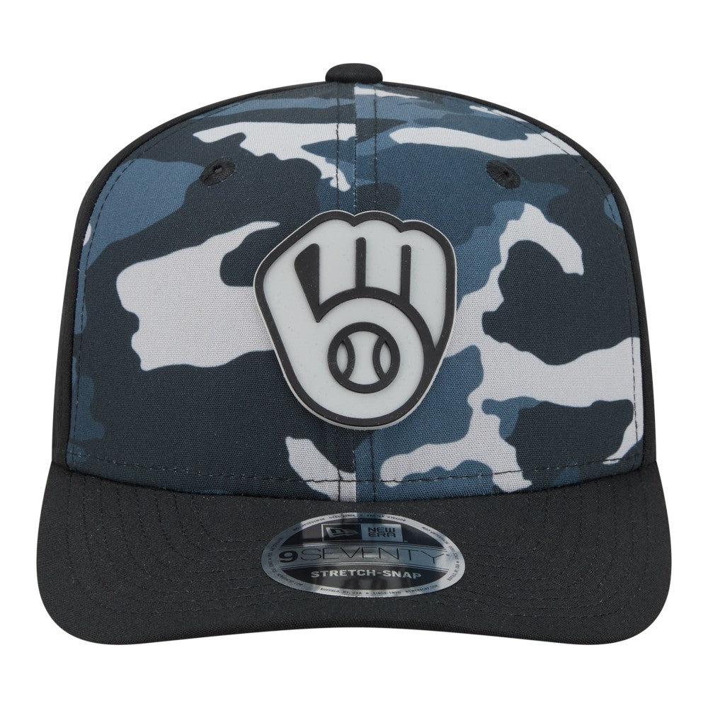 Milwaukee Brewers New Era Tonal Camo 9SEVENTY Stretch-Snap Hat - Black - New Era on Sale
