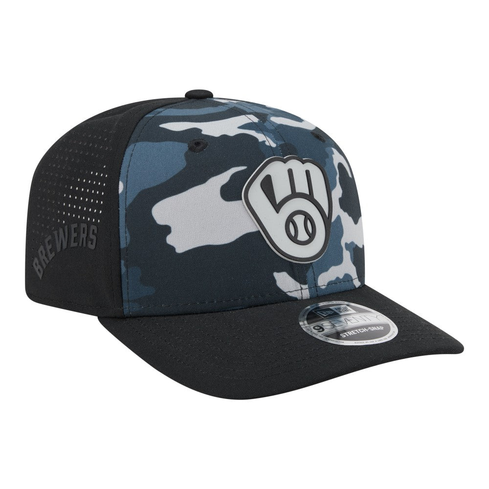Milwaukee Brewers New Era Tonal Camo 9SEVENTY Stretch-Snap Hat - Black - New Era on Sale