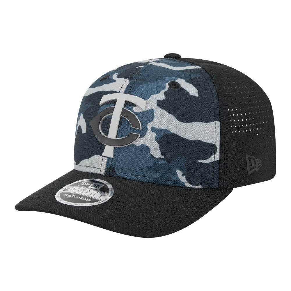 Minnesota Twins New Era Tonal Camo 9SEVENTY Stretch-Snap Hat - Black - New Era Discount