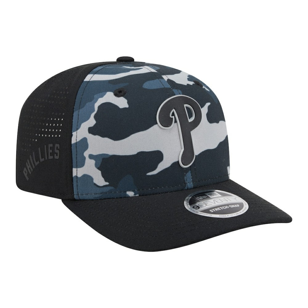 Philadelphia Phillies New Era Tonal Camo 9SEVENTY Stretch-Snap Hat - Black - New Era Discount