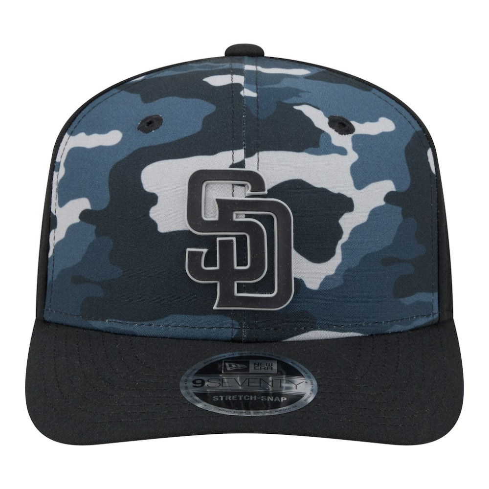 San Diego Padres New Era Tonal Camo 9SEVENTY Stretch-Snap Hat - Black - New Era Discount