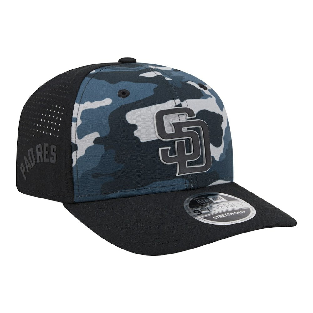 San Diego Padres New Era Tonal Camo 9SEVENTY Stretch-Snap Hat - Black - New Era Discount