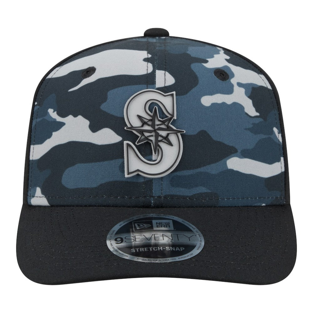 Seattle Mariners New Era Tonal Camo 9SEVENTY Stretch-Snap Hat - Black - New Era Lifestyle