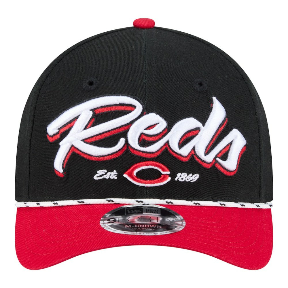 Cincinnati Reds New Era Team Loyal 9FORTY M-Crown Adjustable Hat - Black/Red - New Era Lifestyle