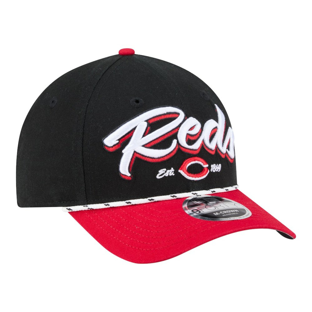 Cincinnati Reds New Era Team Loyal 9FORTY M-Crown Adjustable Hat - Black/Red - New Era Lifestyle
