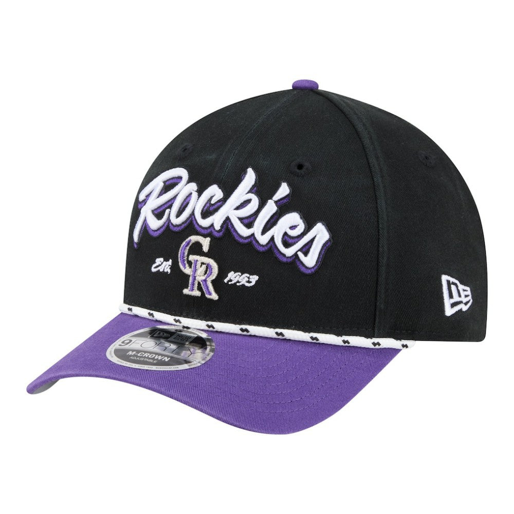 Colorado Rockies New Era Team Loyal 9FORTY M-Crown Adjustable Hat - Black/Purple - New Era Sale