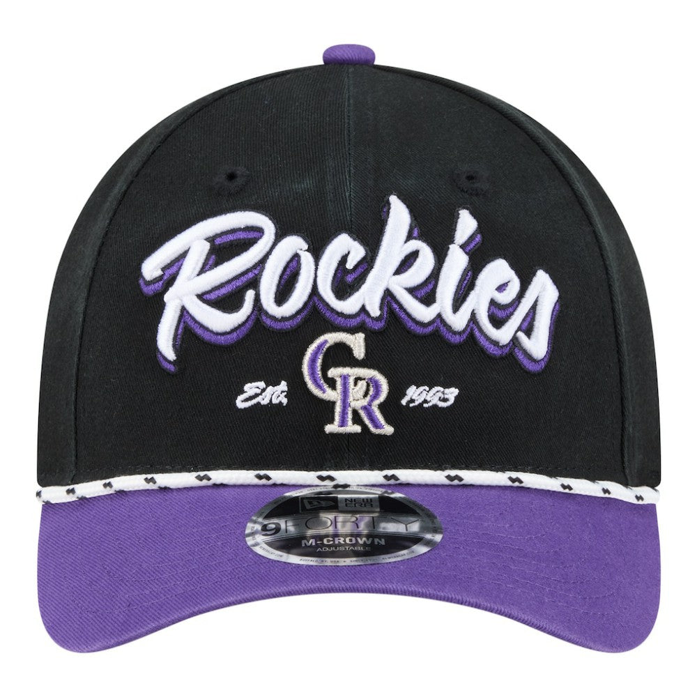 Colorado Rockies New Era Team Loyal 9FORTY M-Crown Adjustable Hat - Black/Purple - New Era Sale