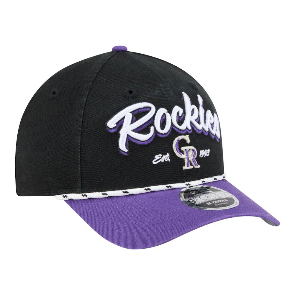 Colorado Rockies New Era Team Loyal 9FORTY M-Crown Adjustable Hat - Black/Purple - New Era Sale