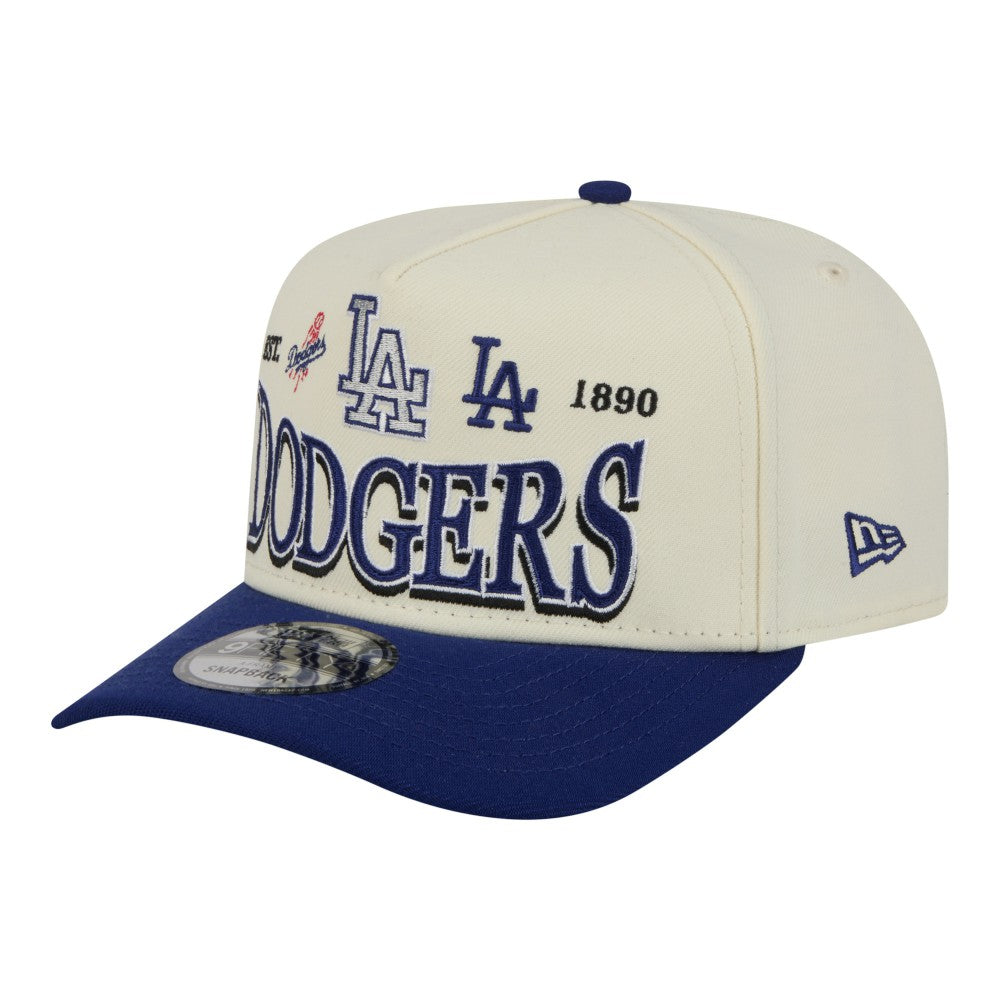 Los Angeles Dodgers New Era Throwback Tri-Hit A-Frame 9FIFTY Adjustable Hat - Cream - New Era Discount