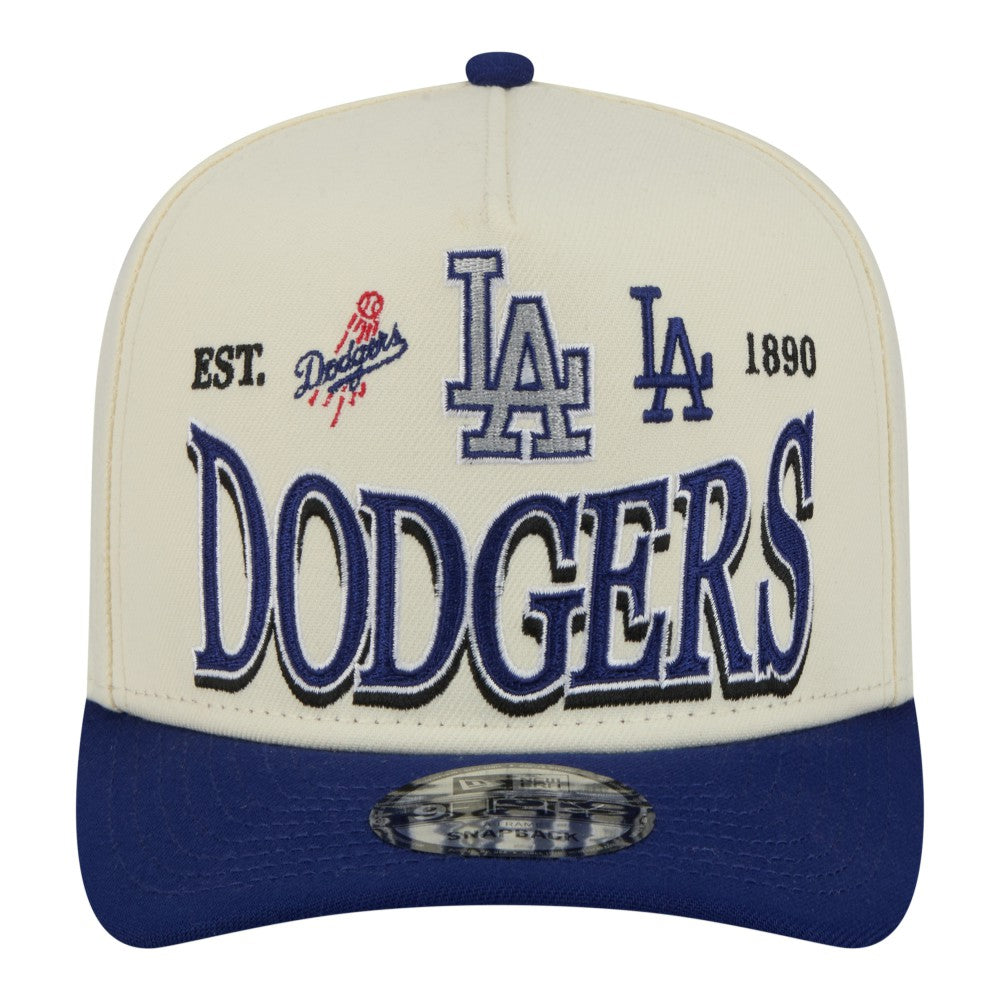 Los Angeles Dodgers New Era Throwback Tri-Hit A-Frame 9FIFTY Adjustable Hat - Cream - New Era Discount