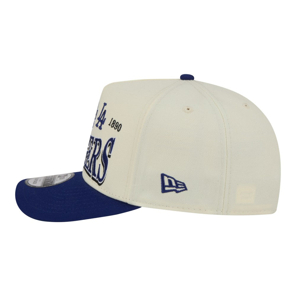 Los Angeles Dodgers New Era Throwback Tri-Hit A-Frame 9FIFTY Adjustable Hat - Cream - New Era Discount