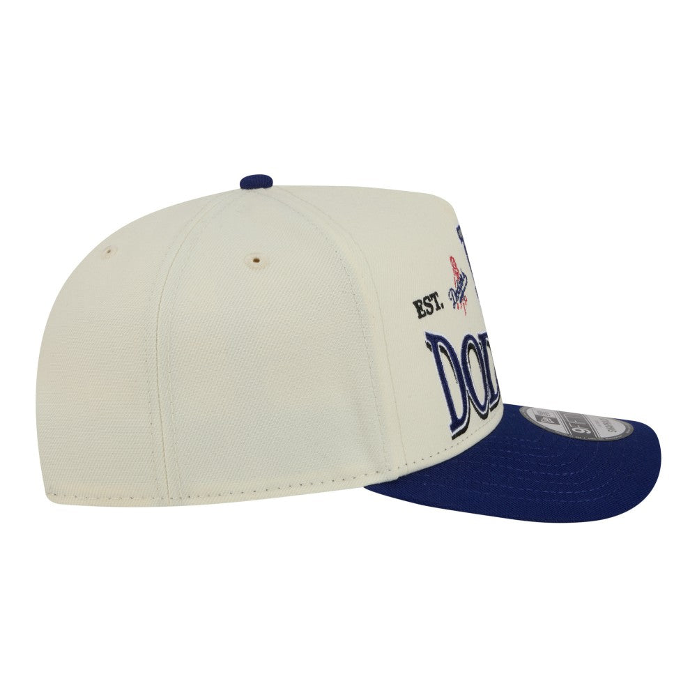 Los Angeles Dodgers New Era Throwback Tri-Hit A-Frame 9FIFTY Adjustable Hat - Cream - New Era Discount