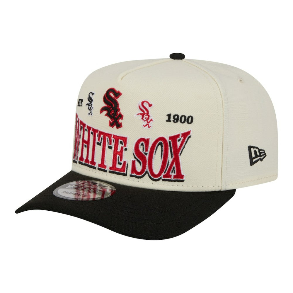 Chicago White Sox New Era Throwback Tri-Hit A-Frame 9FIFTY Adjustable Hat - Cream - New Era Lifestyle