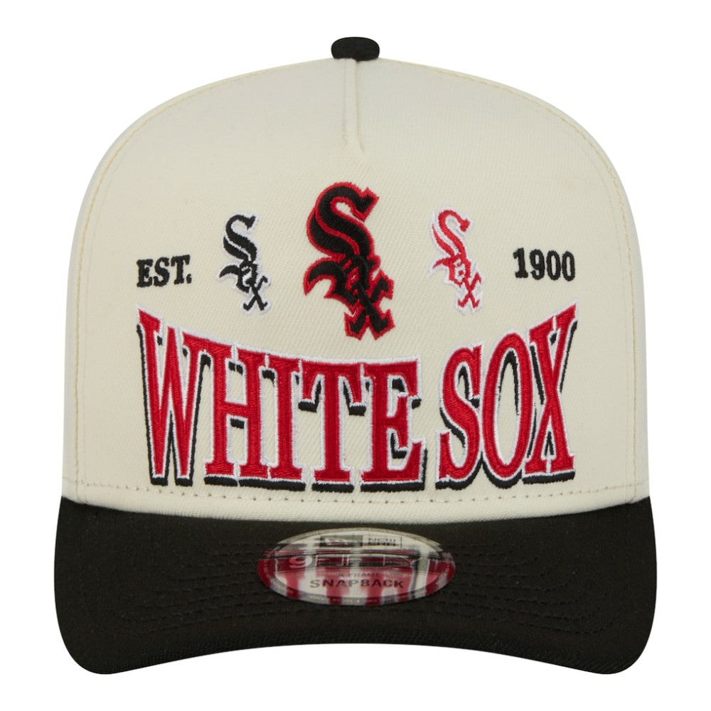 Chicago White Sox New Era Throwback Tri-Hit A-Frame 9FIFTY Adjustable Hat - Cream - New Era Lifestyle