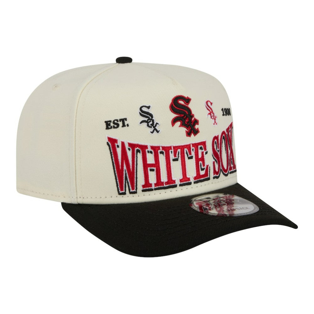 Chicago White Sox New Era Throwback Tri-Hit A-Frame 9FIFTY Adjustable Hat - Cream - New Era Lifestyle