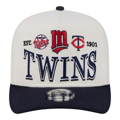 Minnesota Twins New Era Throwback Tri-Hit A-Frame 9FIFTY Adjustable Hat - Cream - New Era Discount