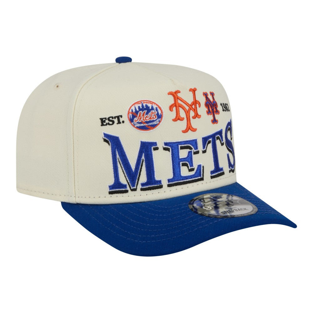 New York Mets New Era Throwback Tri-Hit A-Frame 9FIFTY Adjustable Hat - Cream - New Era Online