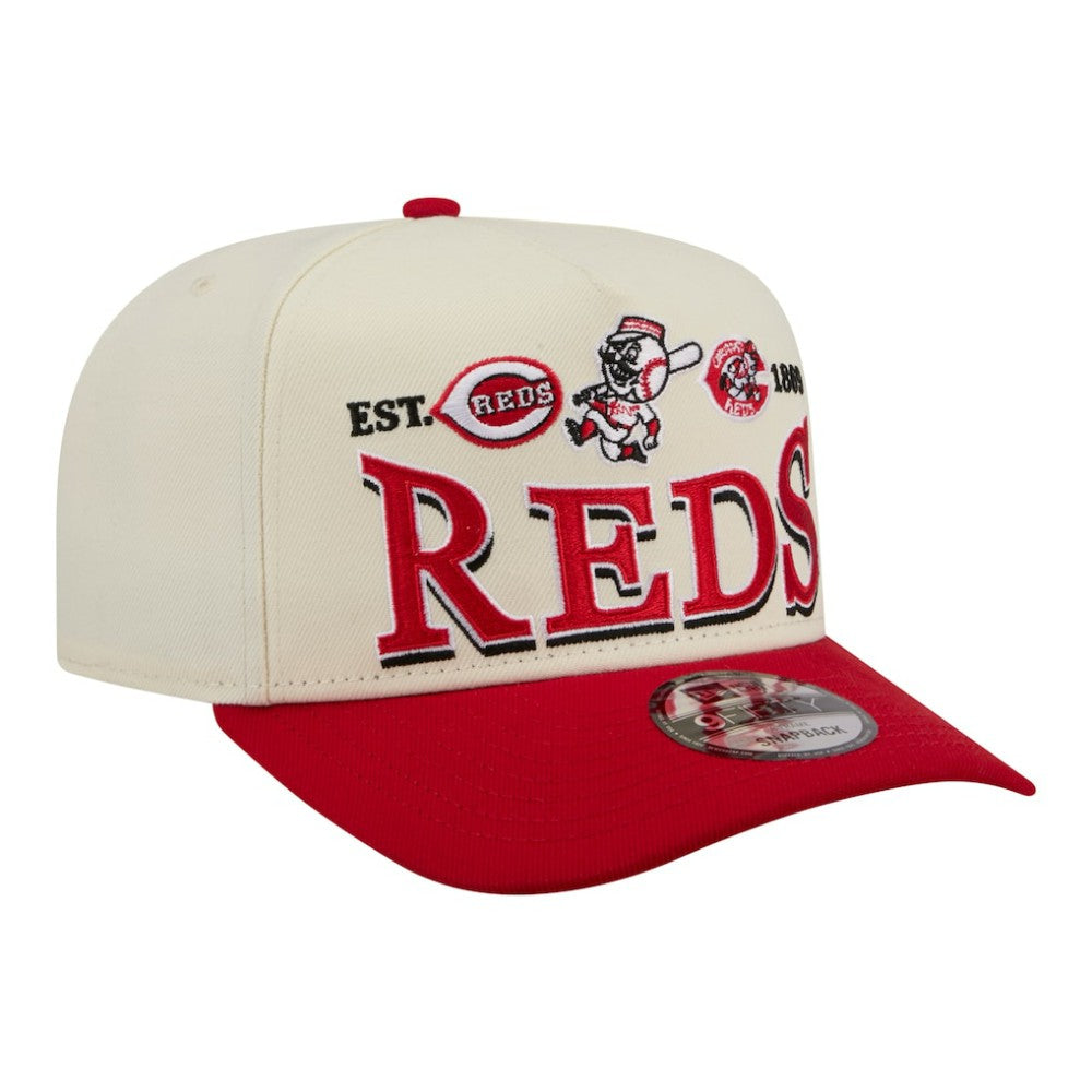 Cincinnati Reds New Era Throwback Tri-Hit A-Frame 9FIFTY Adjustable Hat - Cream - New Era Sale