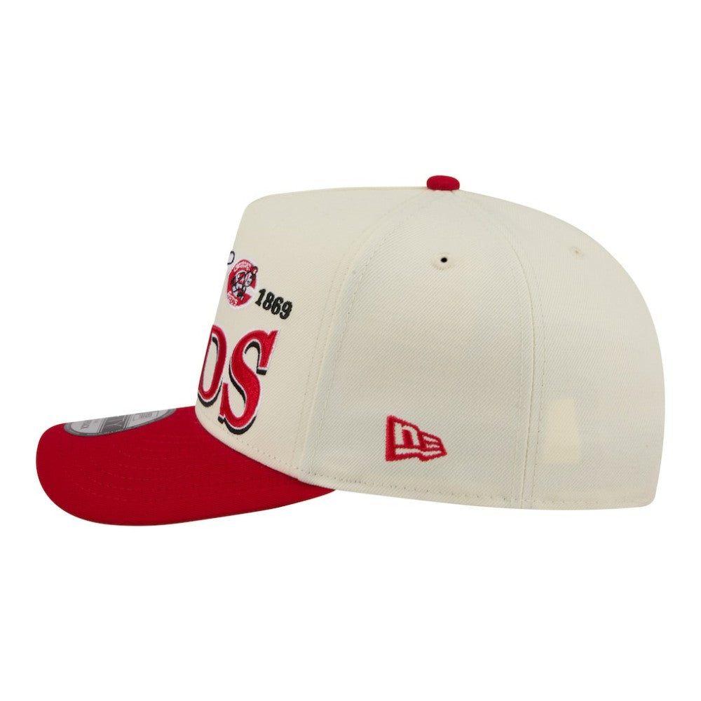 Cincinnati Reds New Era Throwback Tri-Hit A-Frame 9FIFTY Adjustable Hat - Cream - New Era Sale