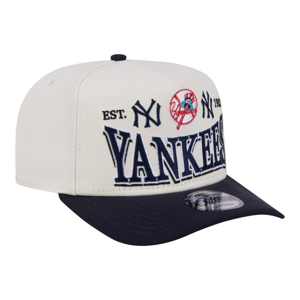 New York Yankees New Era Throwback Tri-Hit A-Frame 9FIFTY Adjustable Hat - Cream - New Era Discount