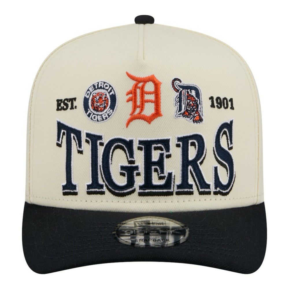 Detroit Tigers New Era Throwback Tri-Hit A-Frame 9FIFTY Adjustable Hat - Cream - New Era Lifestyle