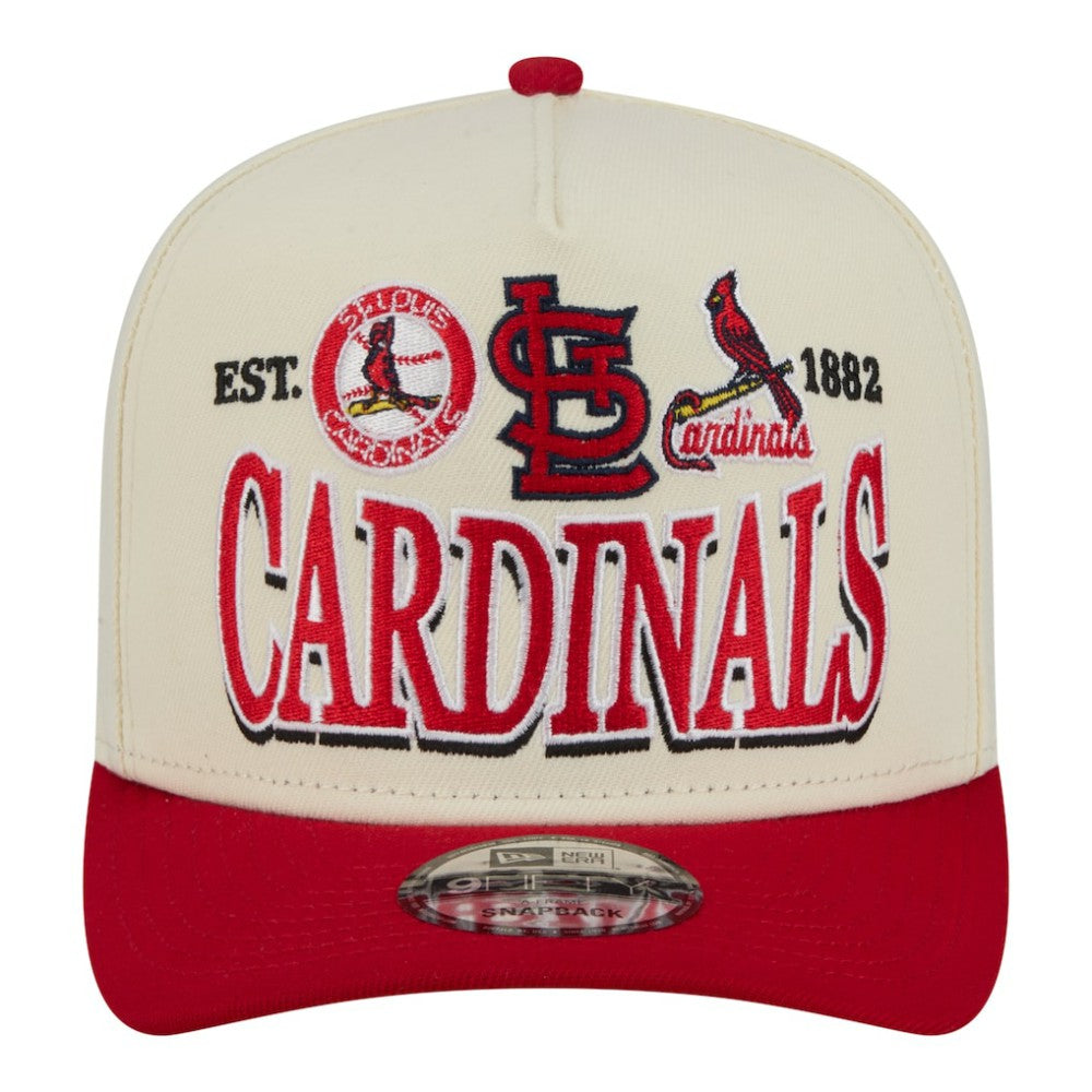 St. Louis Cardinals New Era Throwback Tri-Hit A-Frame 9FIFTY Adjustable Hat - Cream - New Era Sale