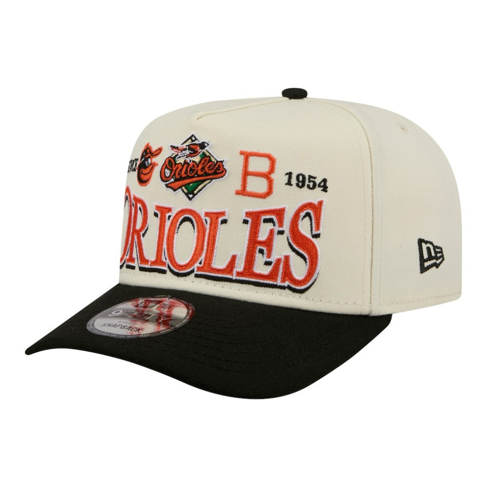 Baltimore Orioles New Era Throwback Tri-Hit A-Frame 9FIFTY Adjustable Hat - Cream - New Era on Sale
