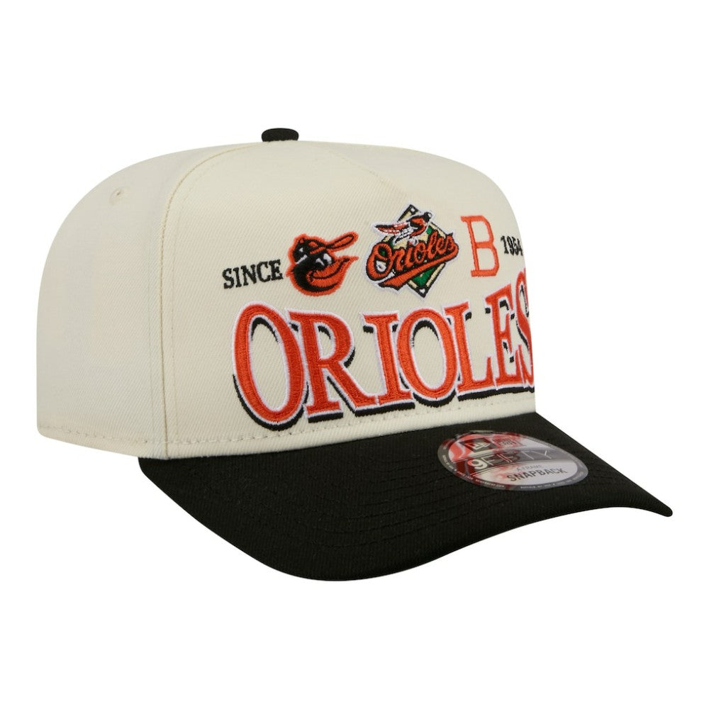 Baltimore Orioles New Era Throwback Tri-Hit A-Frame 9FIFTY Adjustable Hat - Cream - New Era on Sale