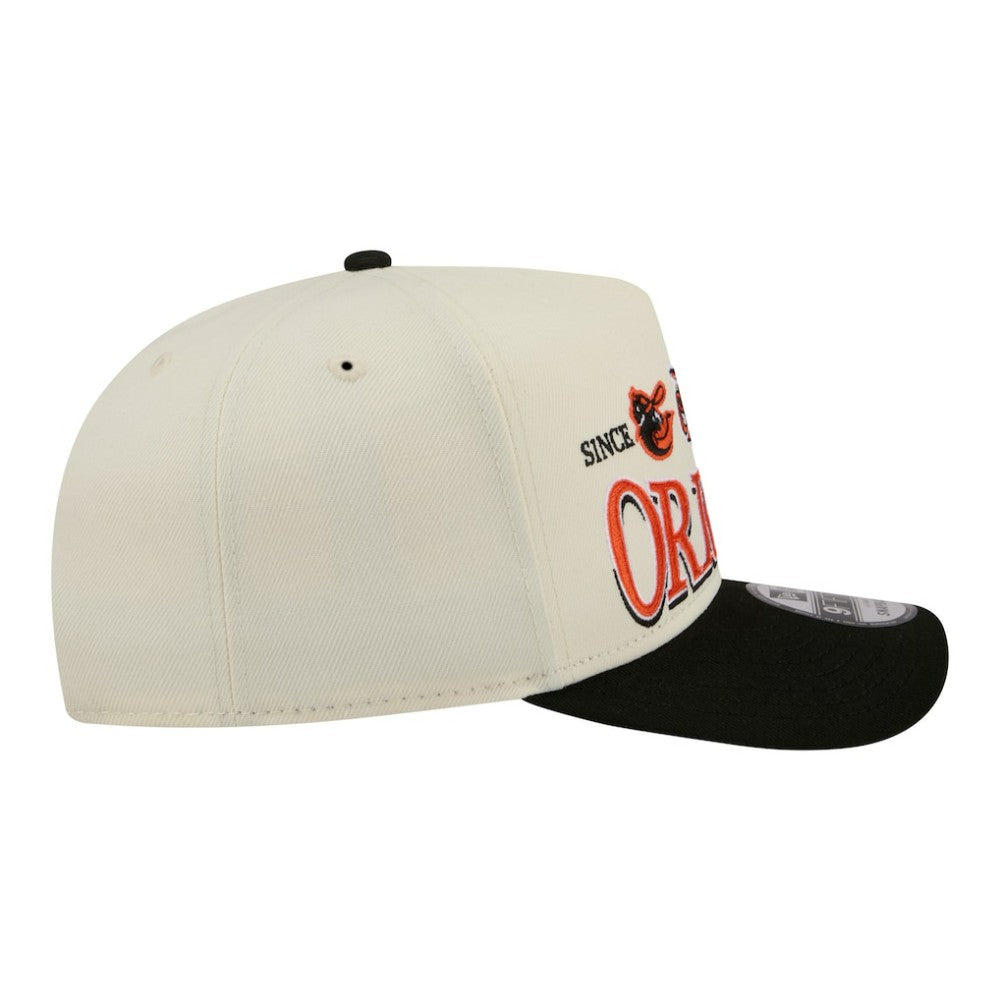 Baltimore Orioles New Era Throwback Tri-Hit A-Frame 9FIFTY Adjustable Hat - Cream - New Era on Sale