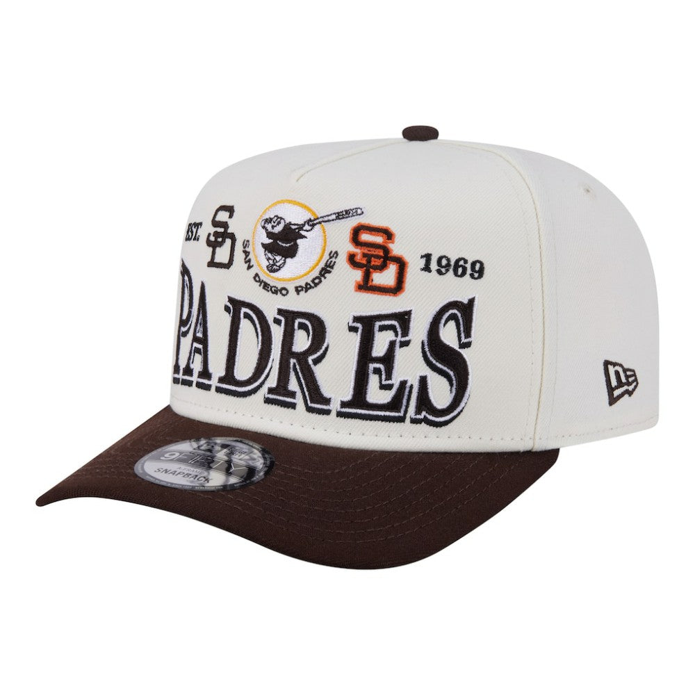 San Diego Padres New Era Throwback Tri-Hit A-Frame 9FIFTY Adjustable Hat - Cream - New Era Lifestyle