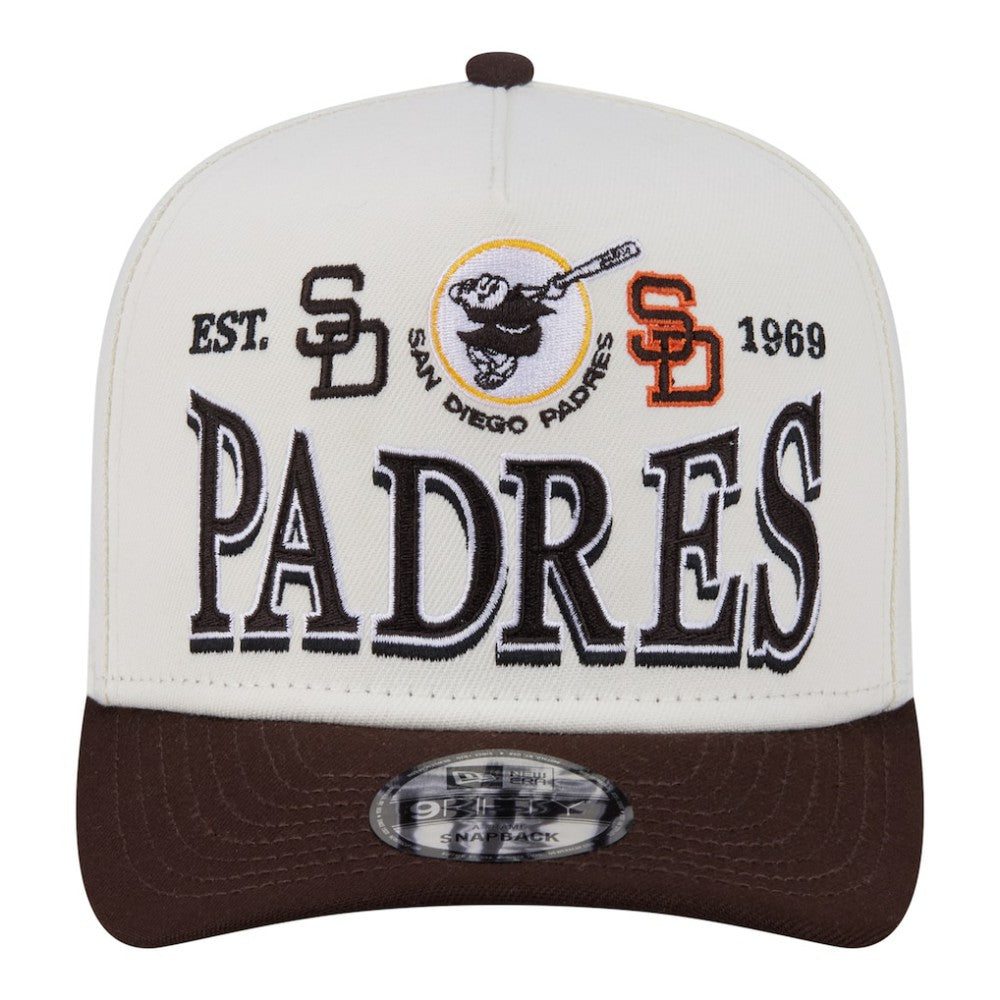 San Diego Padres New Era Throwback Tri-Hit A-Frame 9FIFTY Adjustable Hat - Cream - New Era Lifestyle