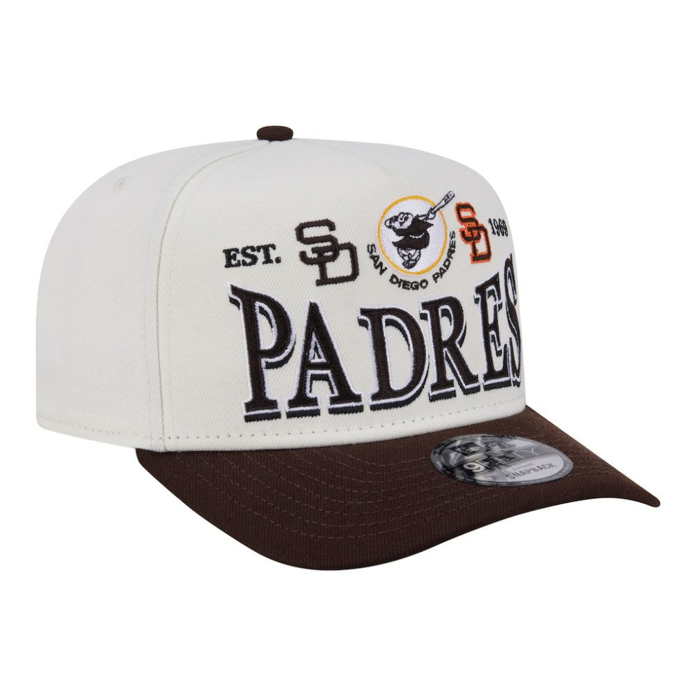 San Diego Padres New Era Throwback Tri-Hit A-Frame 9FIFTY Adjustable Hat - Cream - New Era Lifestyle