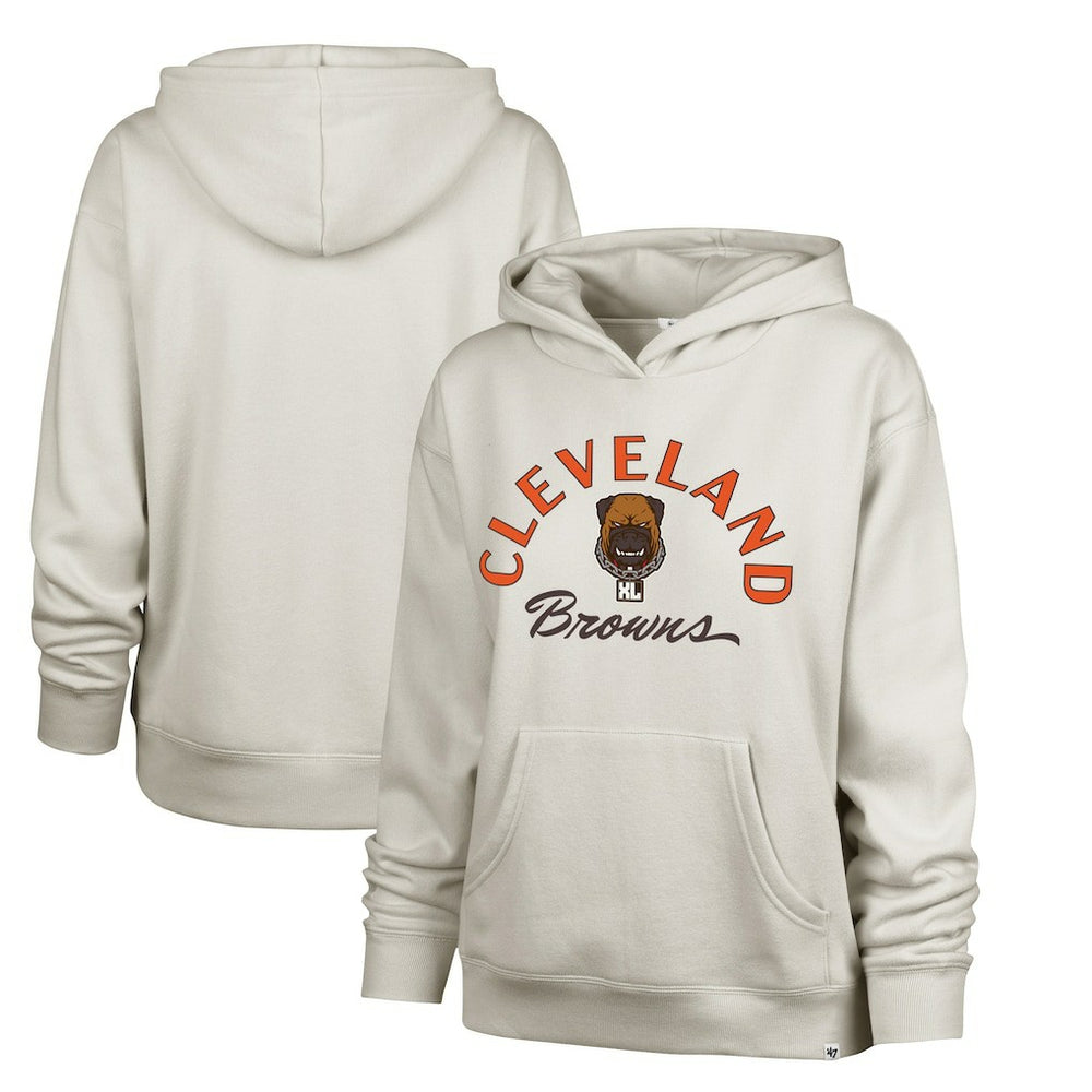 47 brand Cleveland Browns '47 Women's Dawg Pound XL Whirlwind Naomi Pullover Hoodie Cream