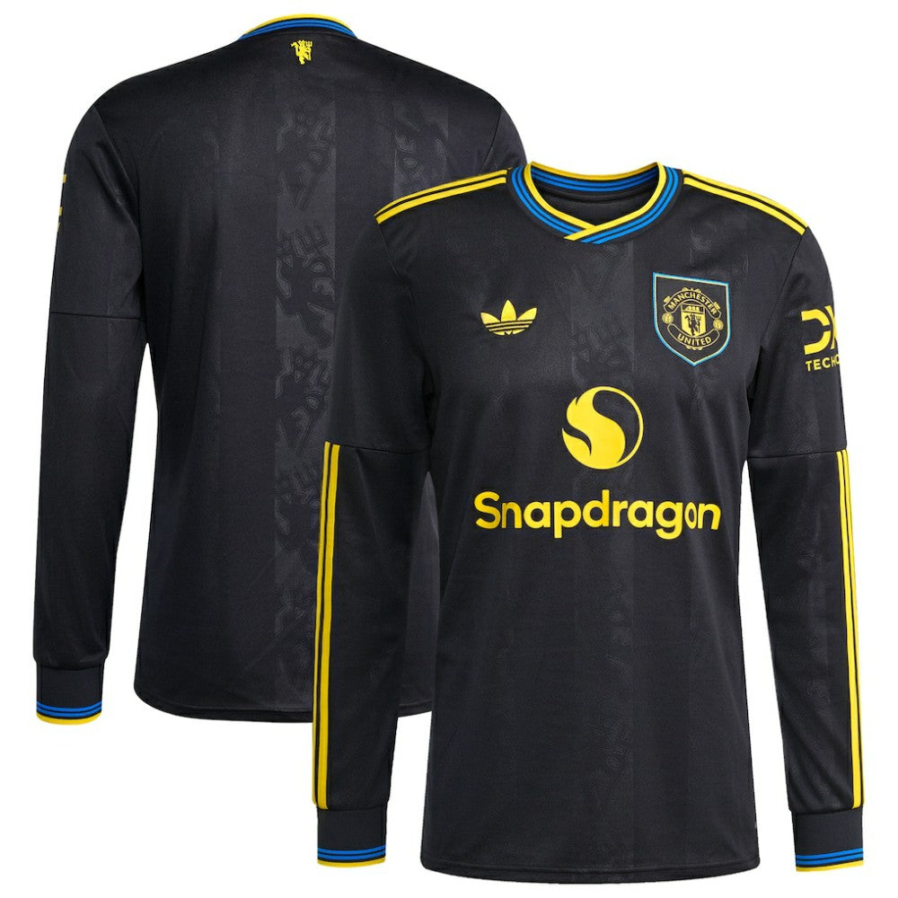 Manchester United 2025/26 Third Replica Long Sleeve Jersey Black - Adidas Discount