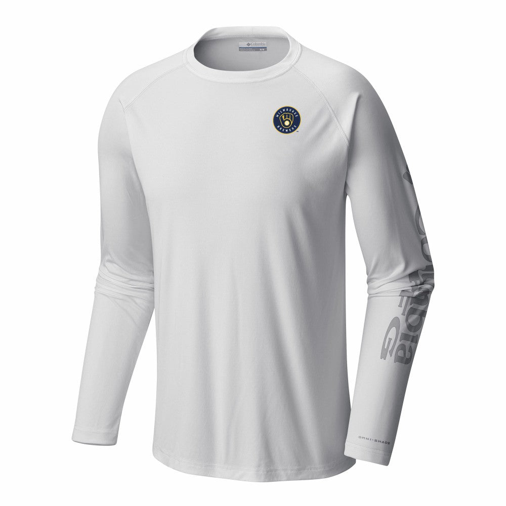 Milwaukee Brewers Columbia Terminal Tackle Long Sleeve Shirt - White - Columbia on Sale