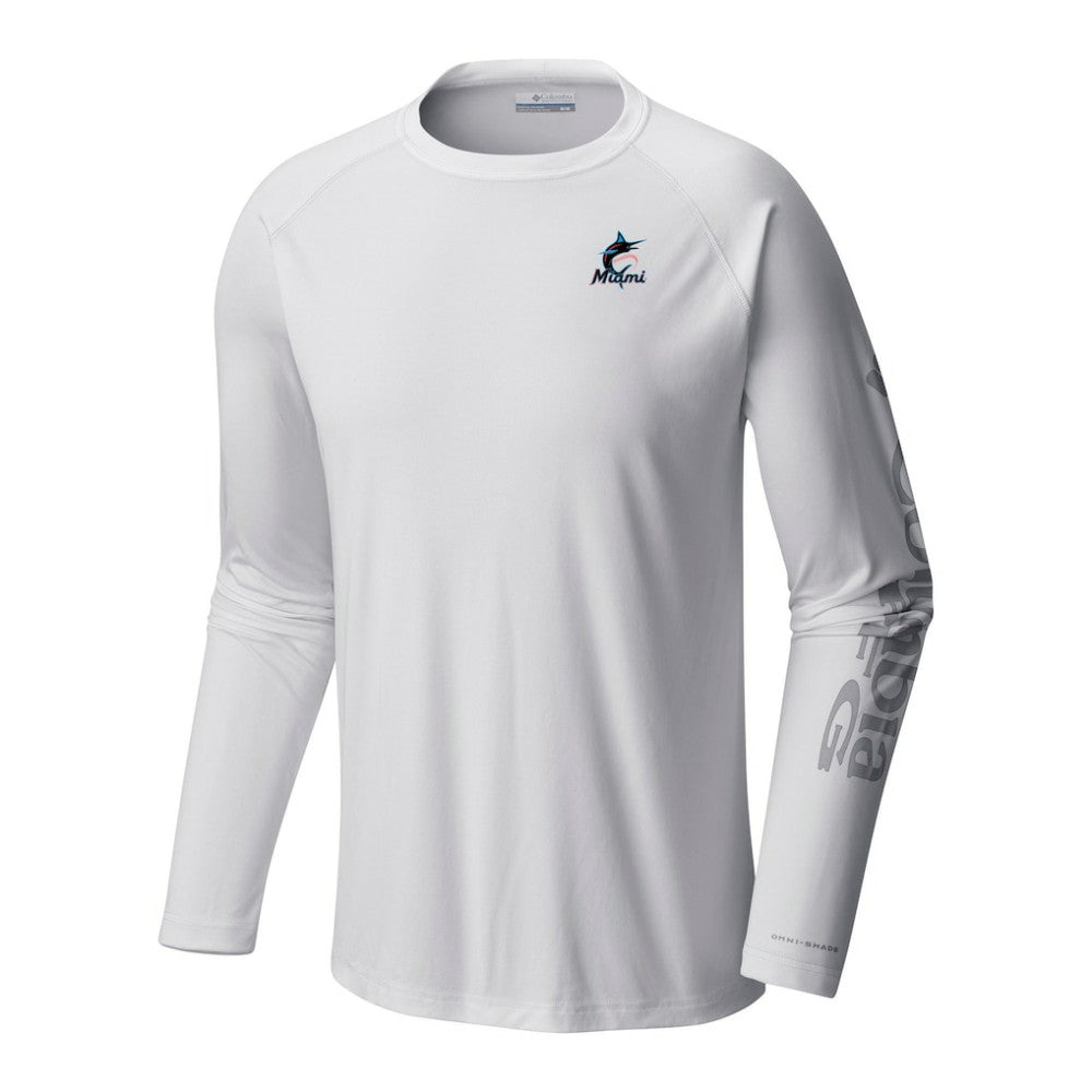 Miami Marlins Columbia Terminal Tackle Long Sleeve Shirt - White - Columbia on Sale