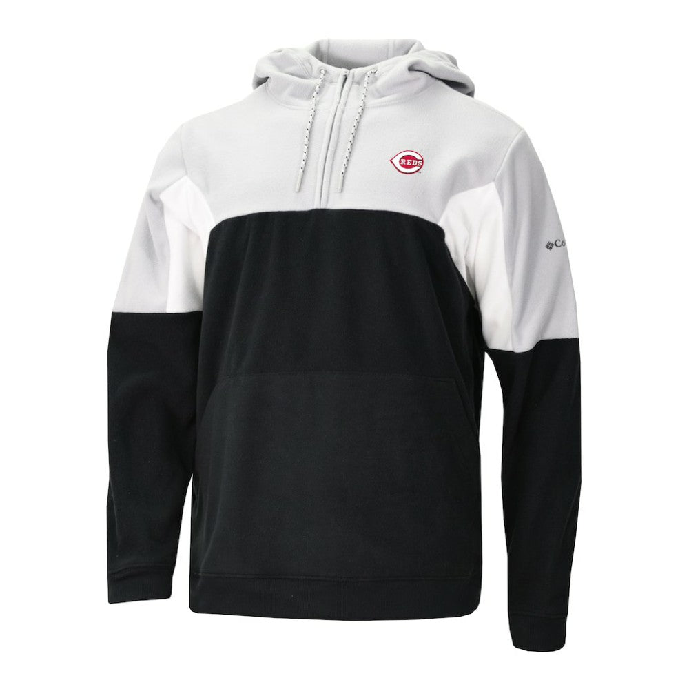 Cincinnati Reds Columbia Men's Lodge Fleece Quarter-Zip Hoodie - Black - Columbia Discount