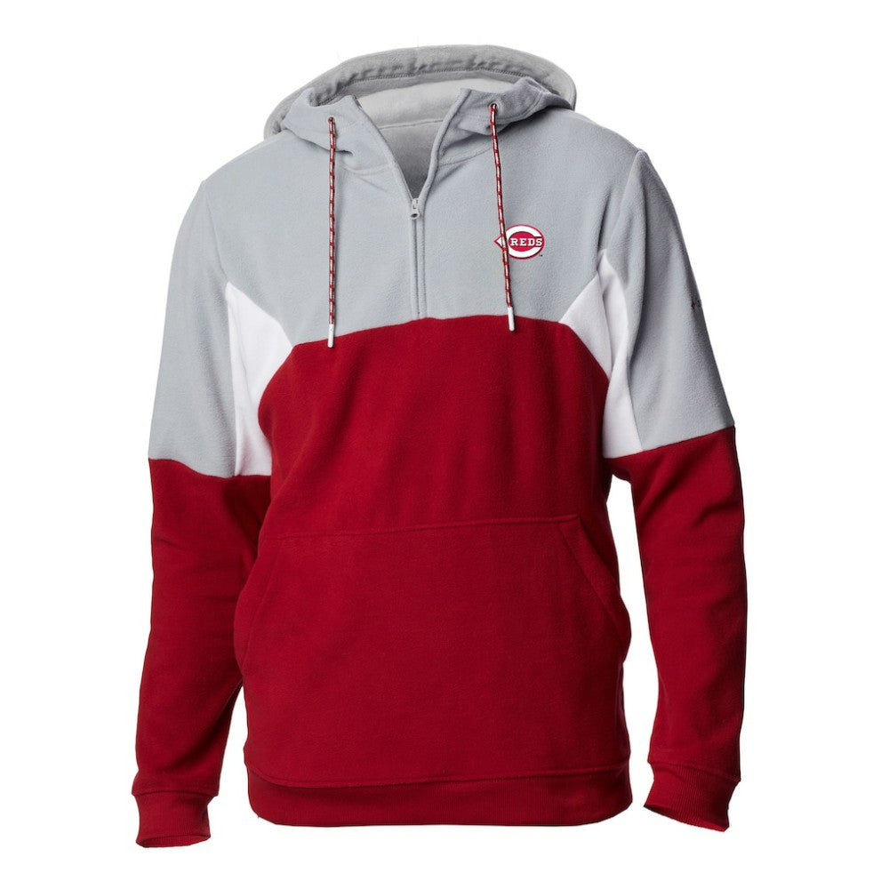 Cincinnati Reds Columbia Men's Lodge Fleece Quarter-Zip Hoodie - Red - Columbia on Sale