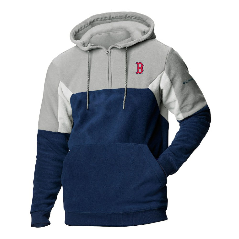 Boston Red Sox Columbia Men's Lodge Fleece Quarter-Zip Hoodie - Navy - Columbia Discount