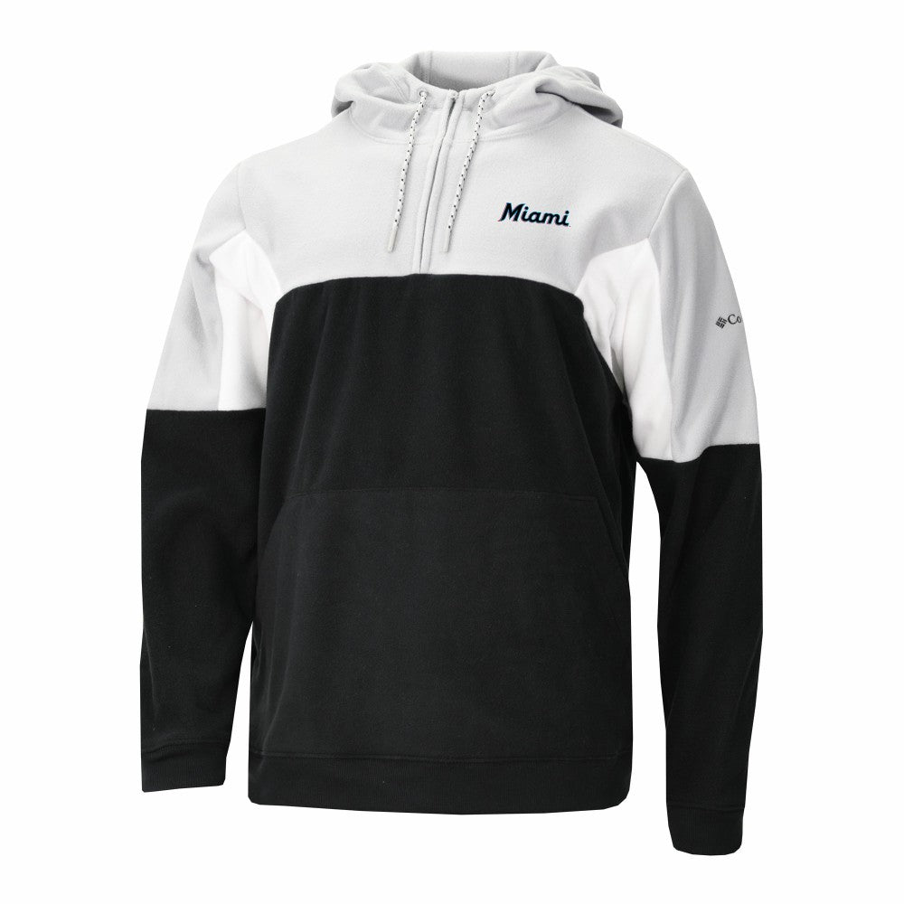 Miami Marlins Columbia Lodge Fleece Quarter-Zip Hoodie - Black - Columbia Lifestyle