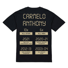 Carmelo Anthony Denver Nuggets Male Adult Black NBA ULTIMATE PLAYER GOLD TEE