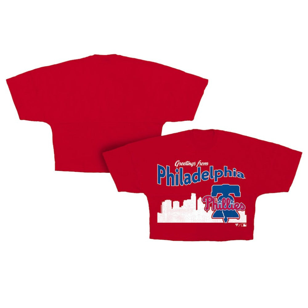Philadelphia Phillies Fanatics Women's Cropped Jersey T-Shirt - Red - Fanatics Online