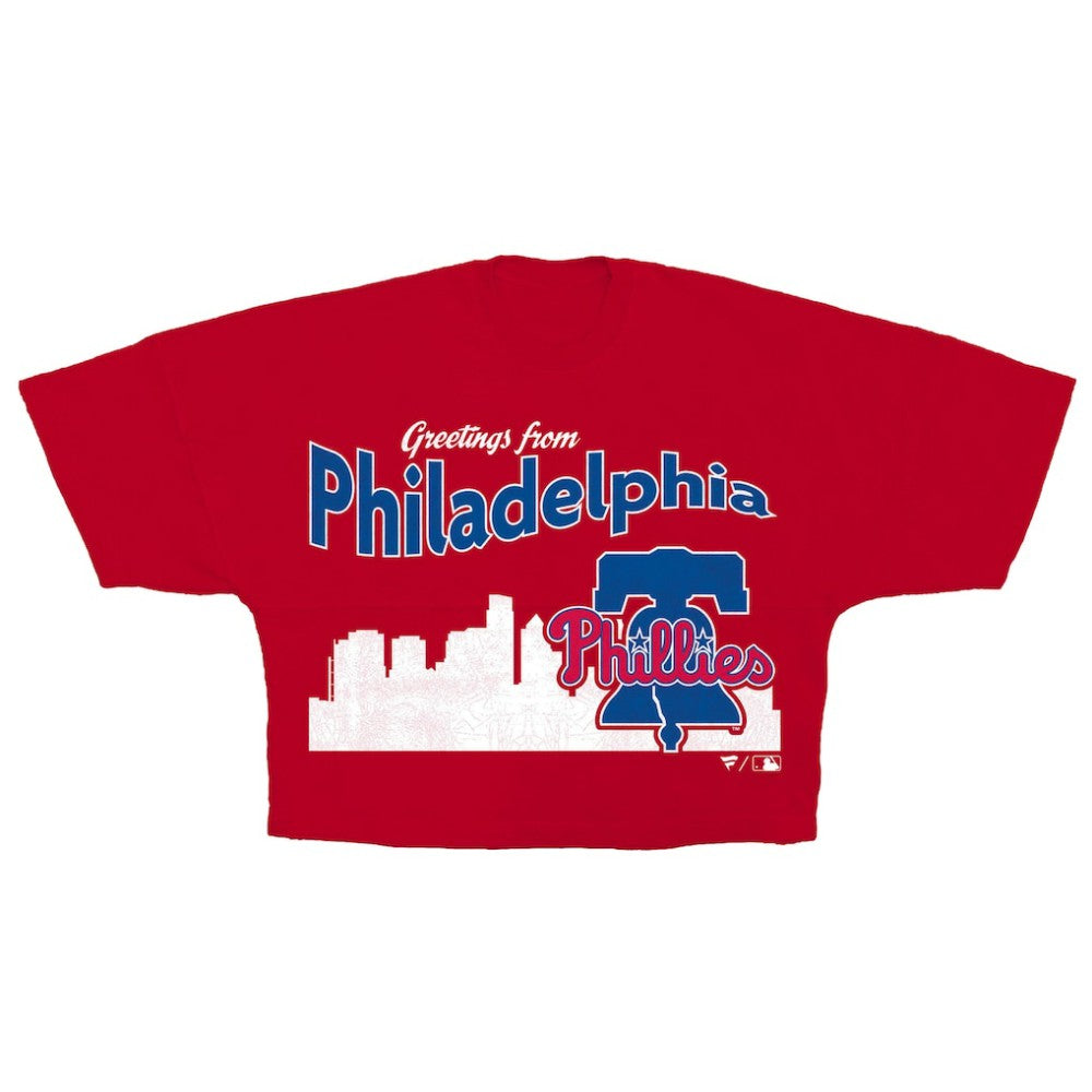 Philadelphia Phillies Fanatics Women's Cropped Jersey T-Shirt - Red - Fanatics Online