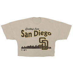 San Diego Padres Fanatics Women's Skyline Crop T-Shirt - Cream - Fanatics on Sale