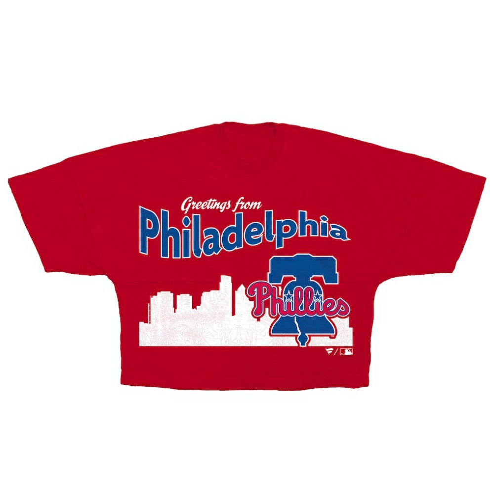 Philadelphia Phillies Fanatics Women's Skyline Crop T-Shirt - Red - Fanatics Online