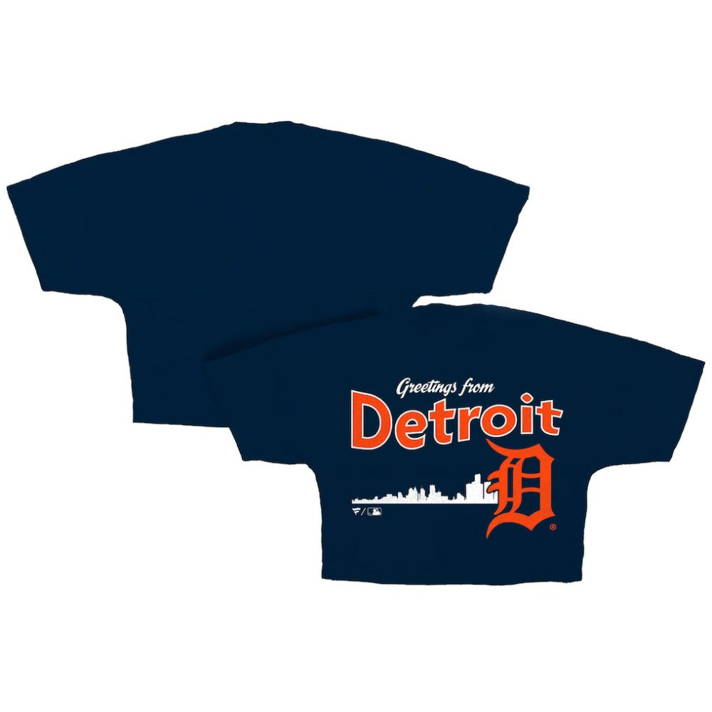 Detroit Tigers Fanatics Women's Skyline Crop T-Shirt - Navy - Fanatics Online