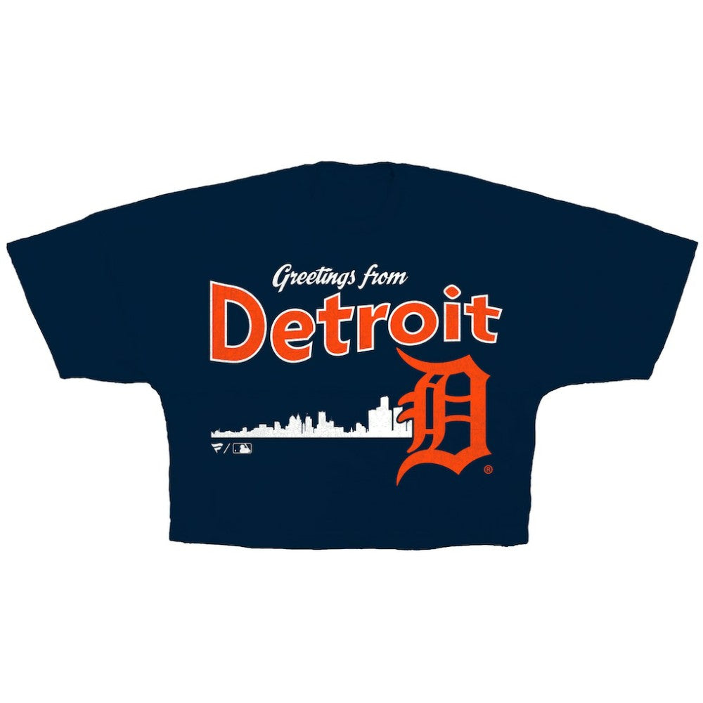 Detroit Tigers Fanatics Women's Skyline Crop T-Shirt - Navy - Fanatics Online