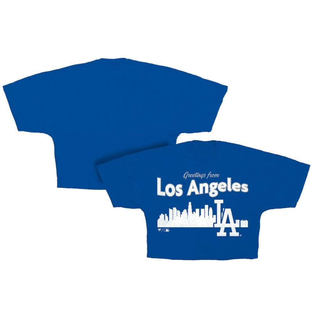 Los Angeles Dodgers Fanatics Women's Skyline Crop T-Shirt - Royal - Fanatics on Sale