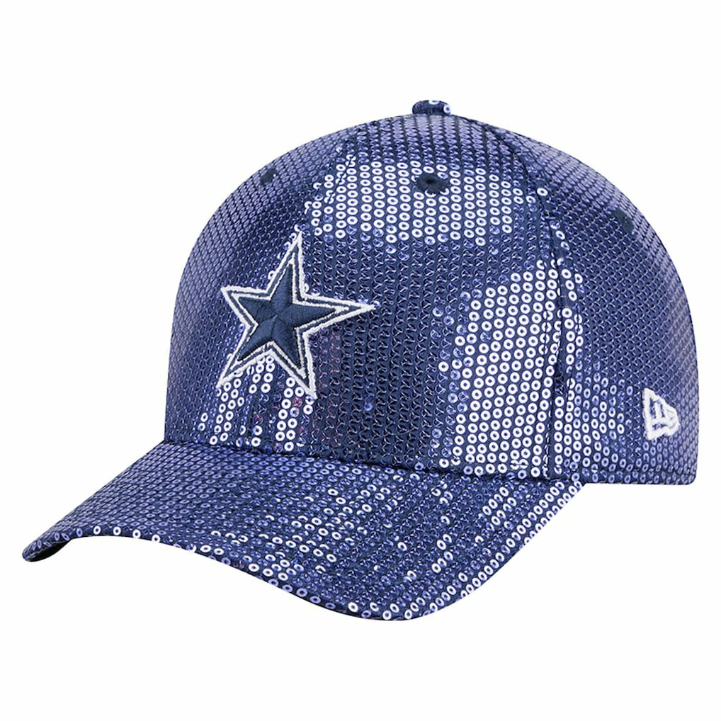 Dallas Cowboys New Era Women's Sequin 9FORTY Adjustable Hat Navy